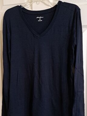 Eddie Bauer Dark Navy V-Neck Long Sleeve Top